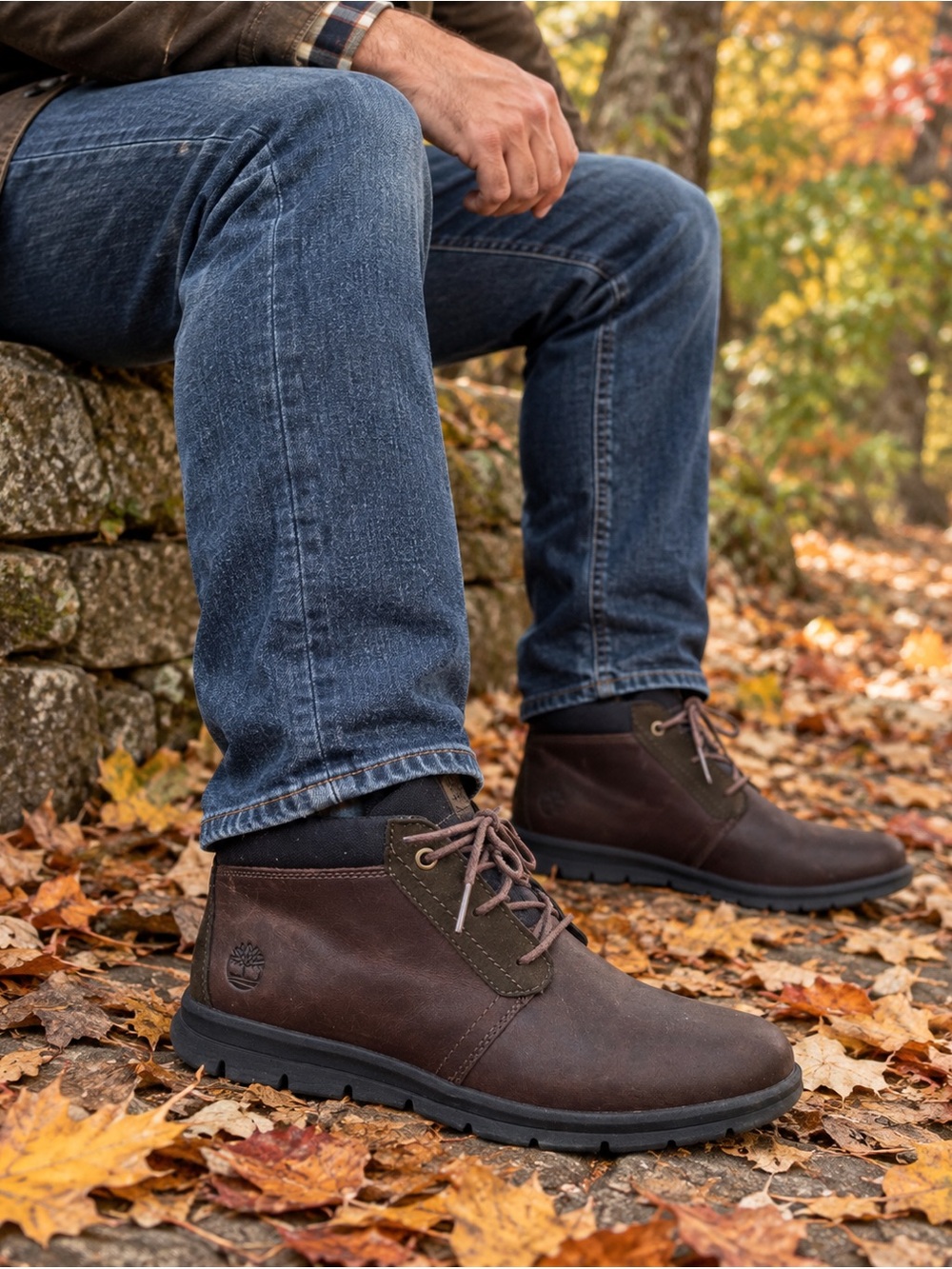 Timberland Mens Size 9 Graydon Mid Chukka Dark Brown Leather Boots Shoes